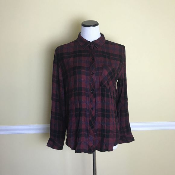 COPY - Rails Hunter Red Button Down Glittery Plaid Shirt - Picture 6 of 12